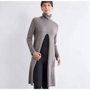 Ruti Modern Maximalist Tunic Sweater Women Large M/L Brown Cashmere Wool Cowl